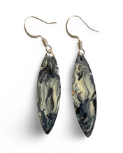 Load image into Gallery viewer, Black & White Marble Mini Navette Lures of Love Earrings