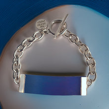 Load image into Gallery viewer, Blue Leather and Chain ID Toggle Bracelet