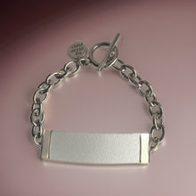 Load image into Gallery viewer, White Genuine Leather and Chain ID Charm Toggle Bracelet