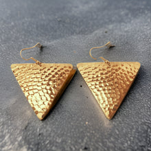Load image into Gallery viewer, Hammered Triangle Dangle Earrings