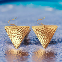 Load image into Gallery viewer, Hammered Triangle Dangle Earrings