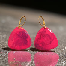 Load image into Gallery viewer, Pink & Purple Hand Painted Marbleized Guitar Pick Earrings