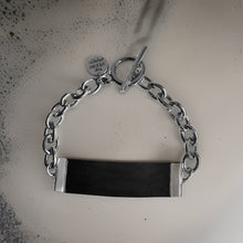Load image into Gallery viewer, Black Leather and Chain ID Toggle Bracelet by The Urban Charm