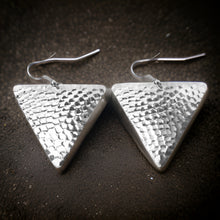 Load image into Gallery viewer, Hammered Triangle Dangle Earrings