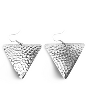 Load image into Gallery viewer, Hammered Triangle Dangle Earrings