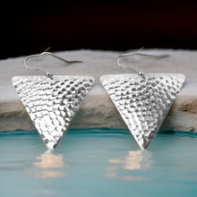 Load image into Gallery viewer, Hammered Triangle Dangle Earrings