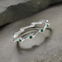Load image into Gallery viewer, Emerald crystal Cubic Zirconia Birthstone Stacker Ring