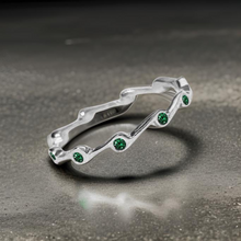 Load image into Gallery viewer, Emerald crystal Cubic Zirconia Birthstone Stacker Ring