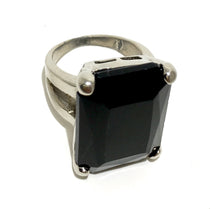 Load image into Gallery viewer, Sterling Silver Jet Black Crystal Ring