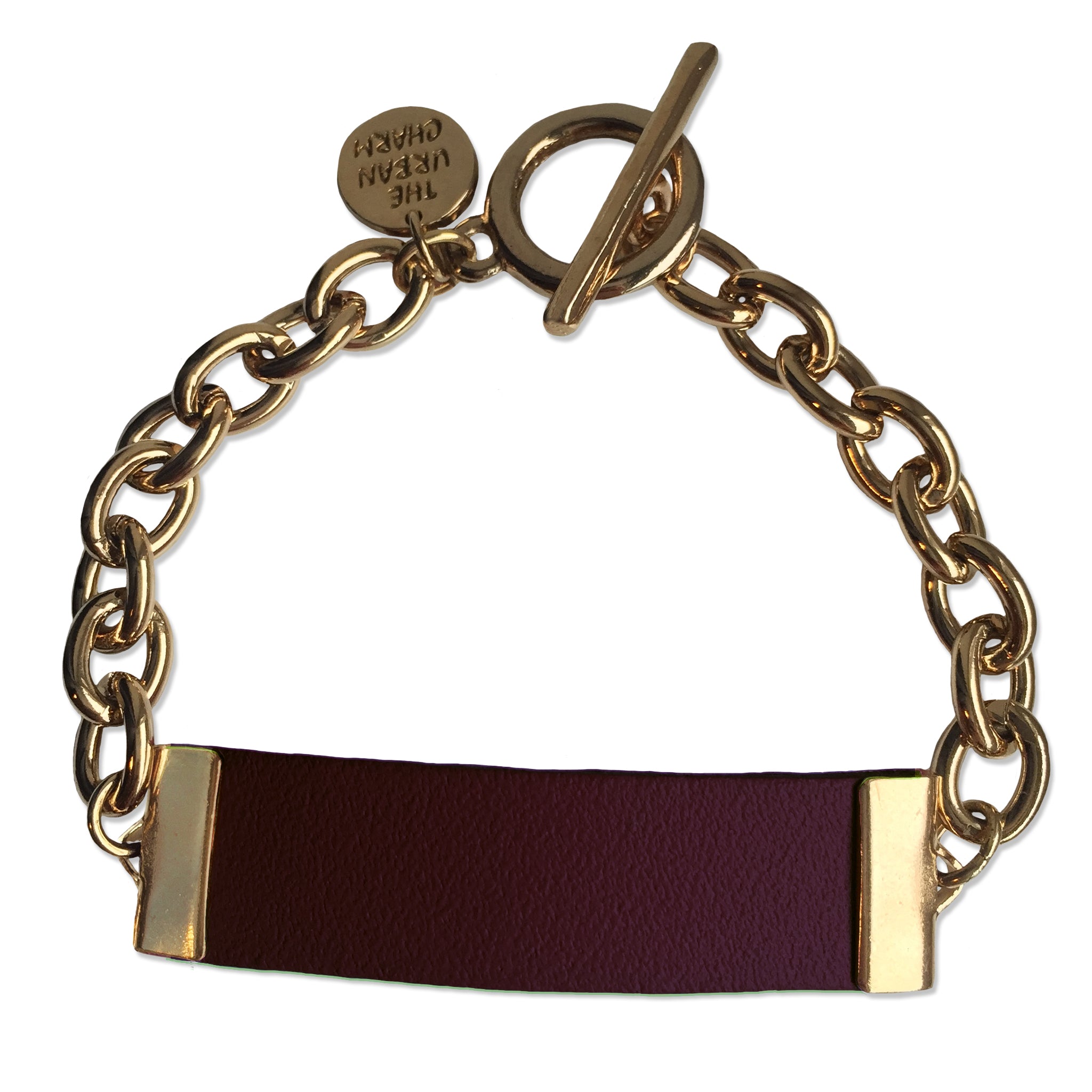 Red Wine Leather Chain ID Toggle Bracelet by The Urban Charm – The ...