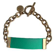 Load image into Gallery viewer, Turquoise Leather and Chain ID Toggle Bracelet