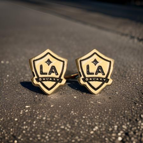 LA Galaxy Shield Dainty Stud Earrings w/ black fill 24k Gold dip