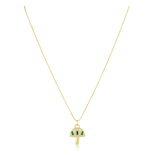 Alice Emerald Mushroom Pendant Necklace