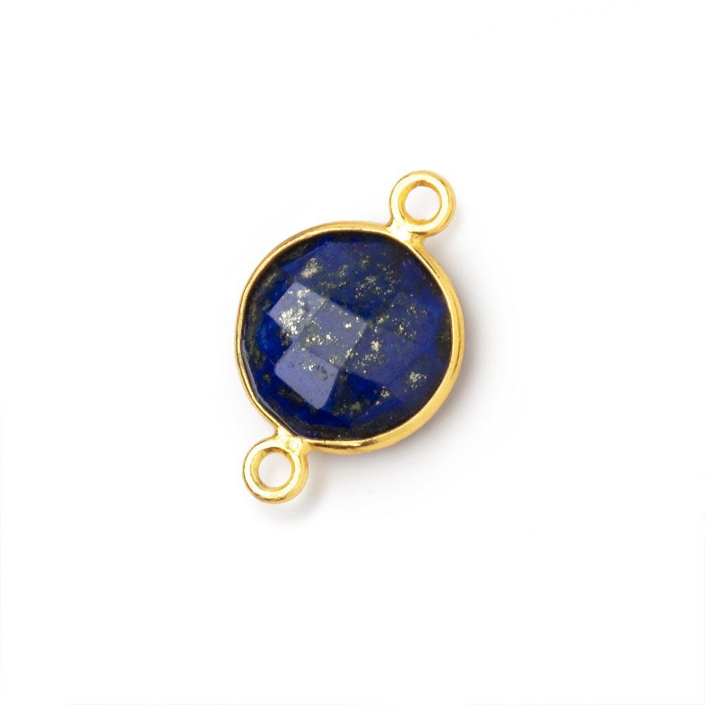 13mm Vermeil Bezel Lapis Lazuli Faceted Coin Connector 1 piece