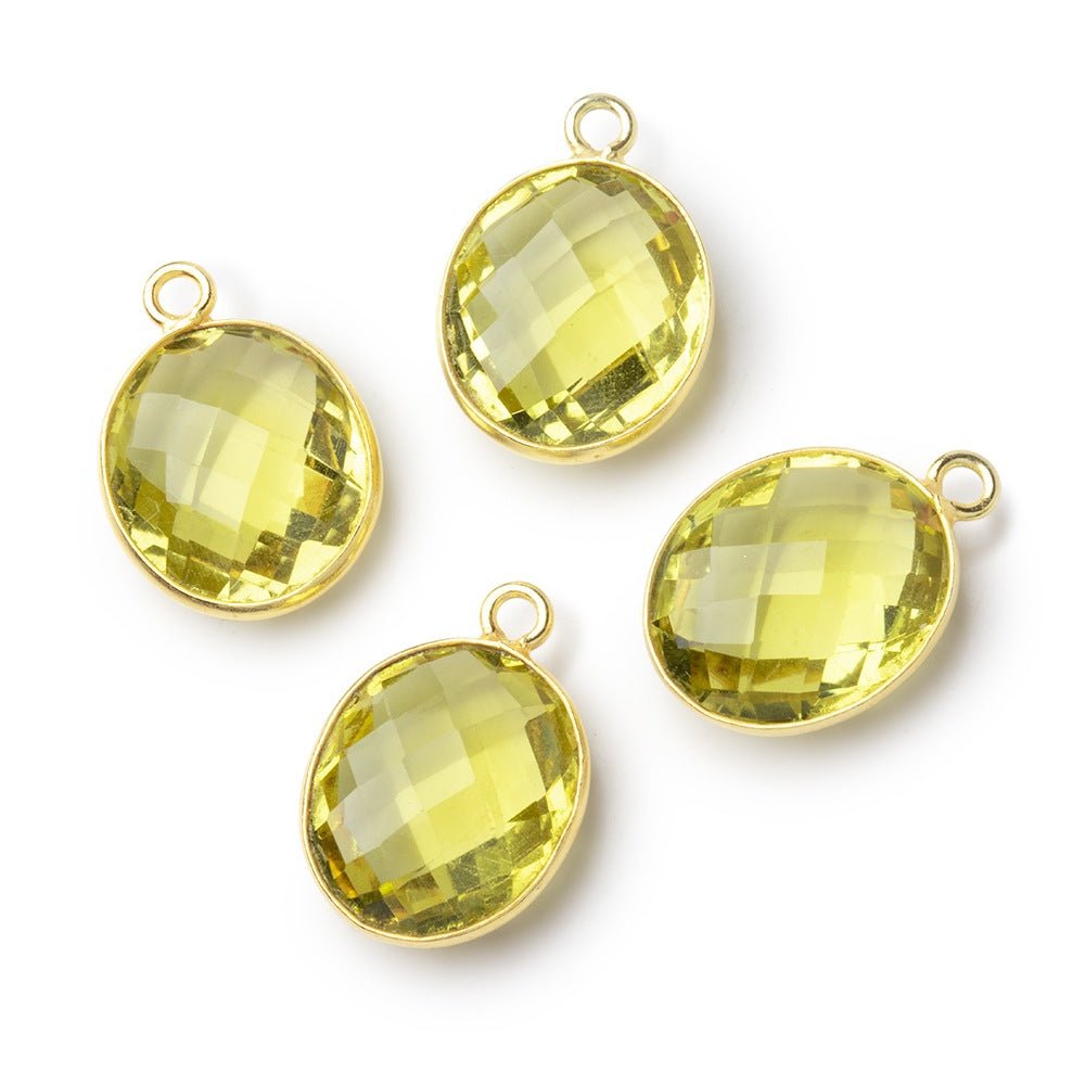 15x13mm Vermeil Bezel Lemon Quartz Faceted Oval Pendant 1 piece