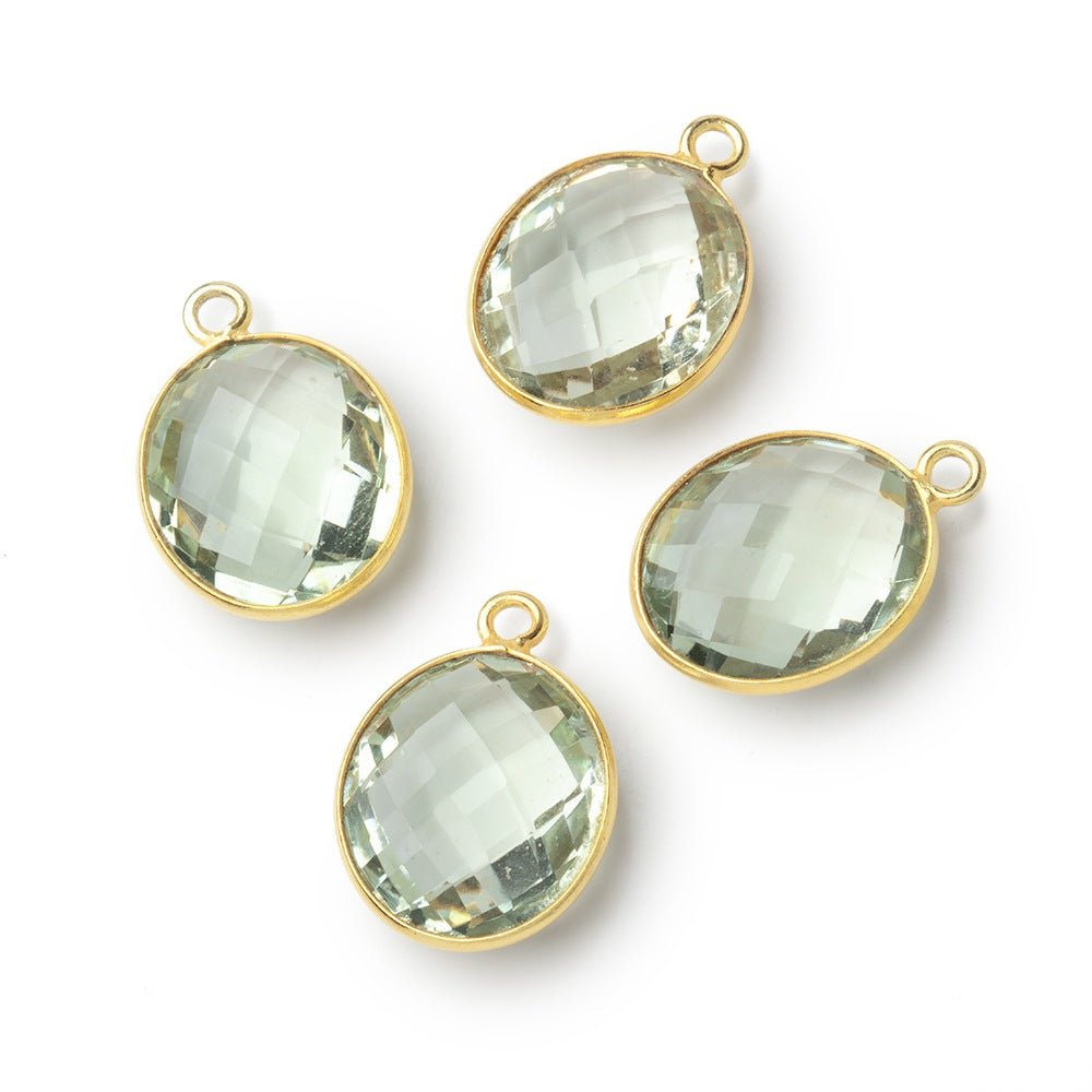 15x13mm Vermeil Bezel Prasiolite Faceted Oval Pendant 1 piece
