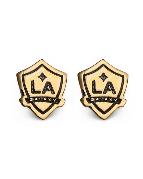 LA Galaxy Shield Dainty Stud Earrings w/ black fill 24k Gold dip