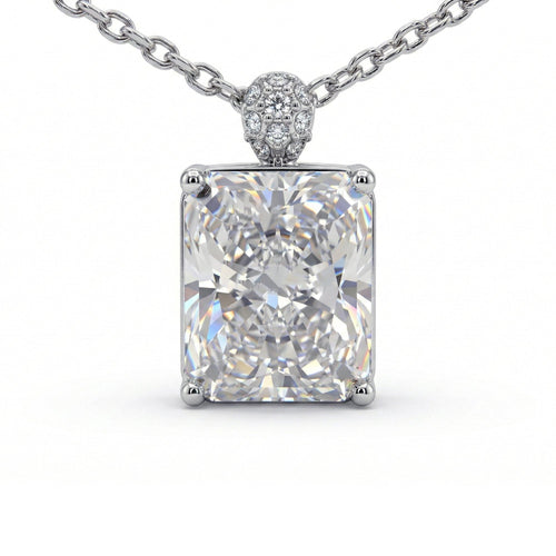 5CT (10mm) Radiant Cut Moissanite Diamond Necklace