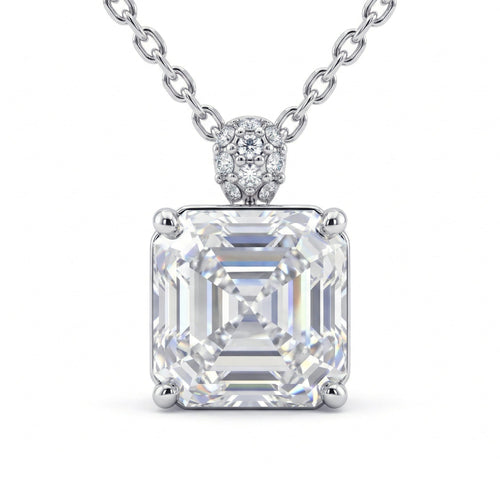 5CT (10mm) Asscher Cut Moissanite Diamond Necklace