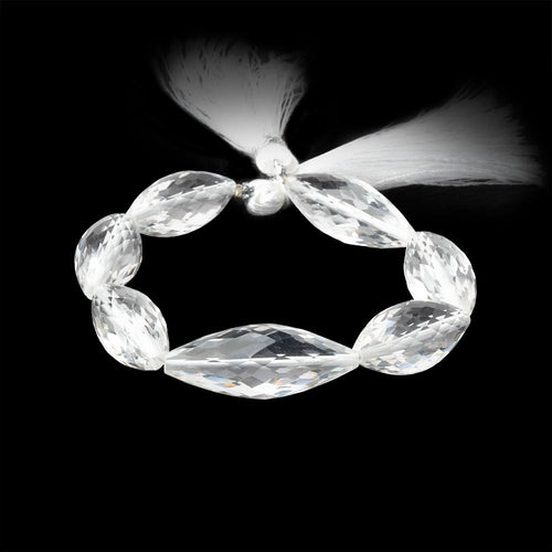 22x10-27x11mm Crystal Quartz Faceted Bi-Cone Marquise 6.5 inch 7 Beads