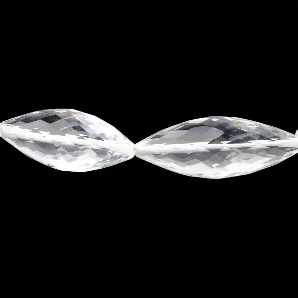 22x10-27x11mm Crystal Quartz Faceted Bi-Cone Marquise 6.5 inch 7 Beads