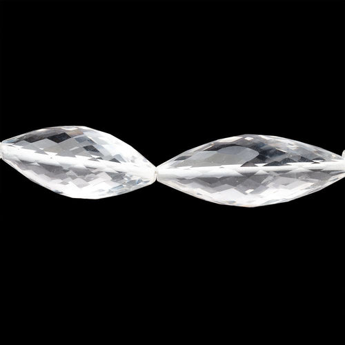 22x10-27x11mm Crystal Quartz Faceted Bi-Cone Marquise 6.5 inch 7 Beads