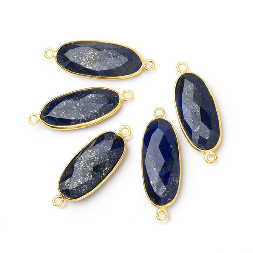 25x12mm Vermeil Bezel Lapis Lazuli Faceted Oval Connector 1 piece