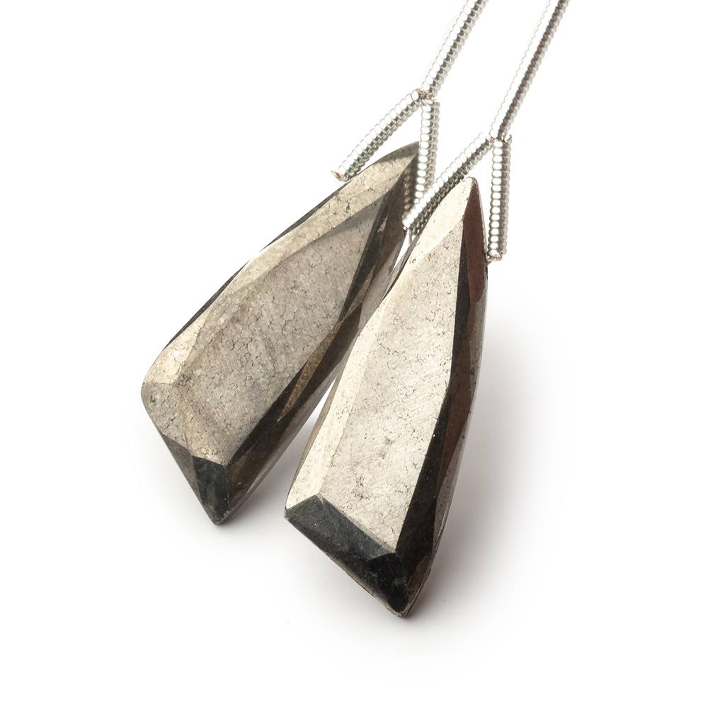 27x10mm Pyrite Fancy Shape Briolette Set of 2 Focals