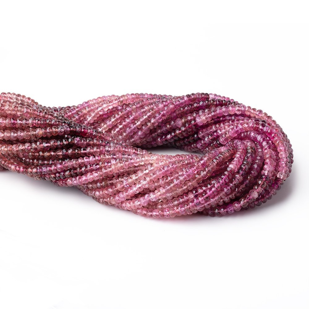3.5-4mm Pink Tourmaline Faceted Rondelle Beads 14 inch 145 pieces AA