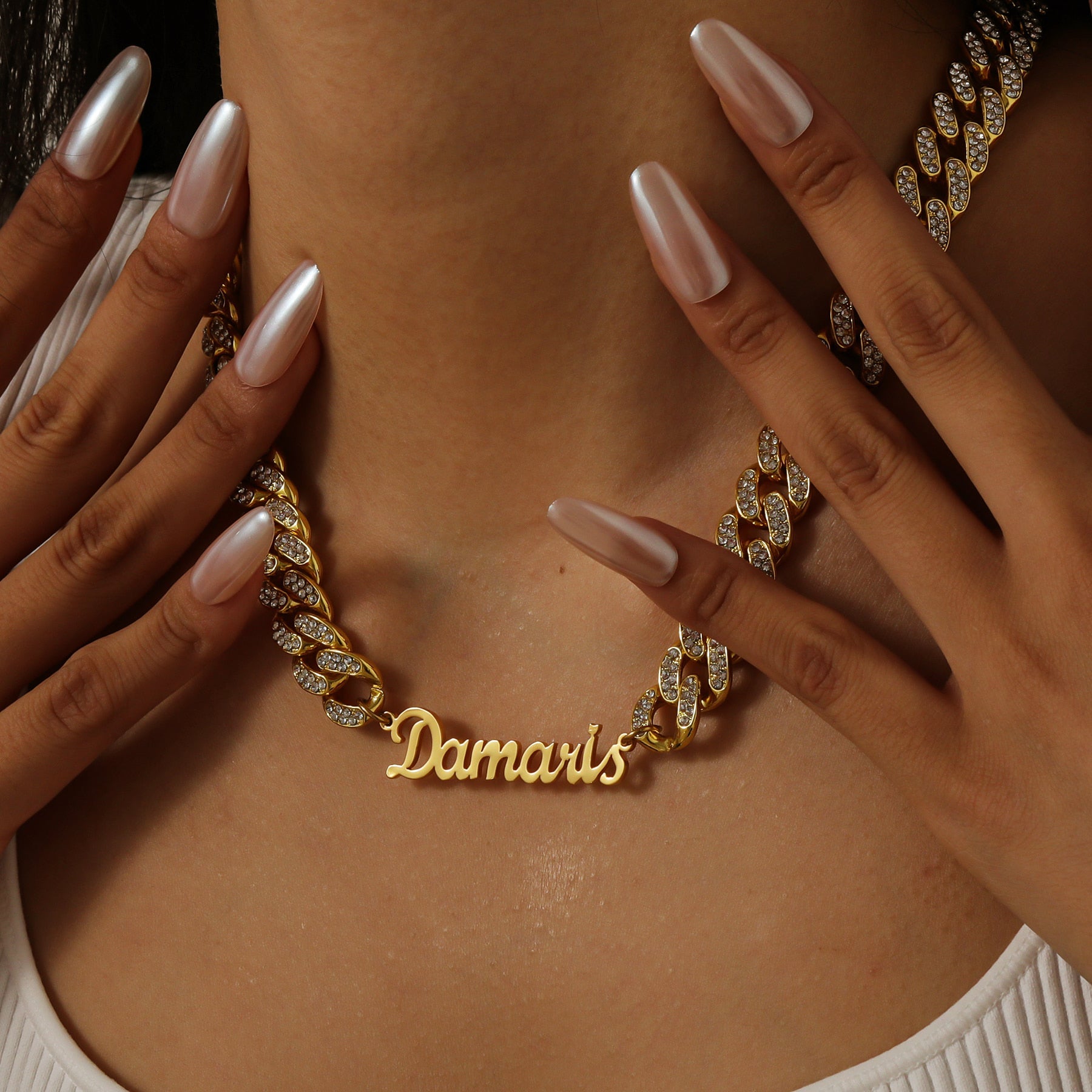 Signature Name Necklace with Chunky Iced Cuban Chain