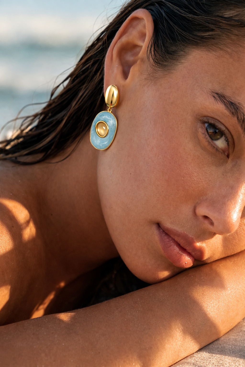 Glenda Light Blue Drop Earring
