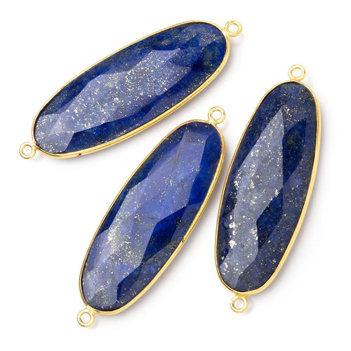 44x18mm Vermeil Bezel Lapis Lazuli Faceted Oval Connector 1 piece