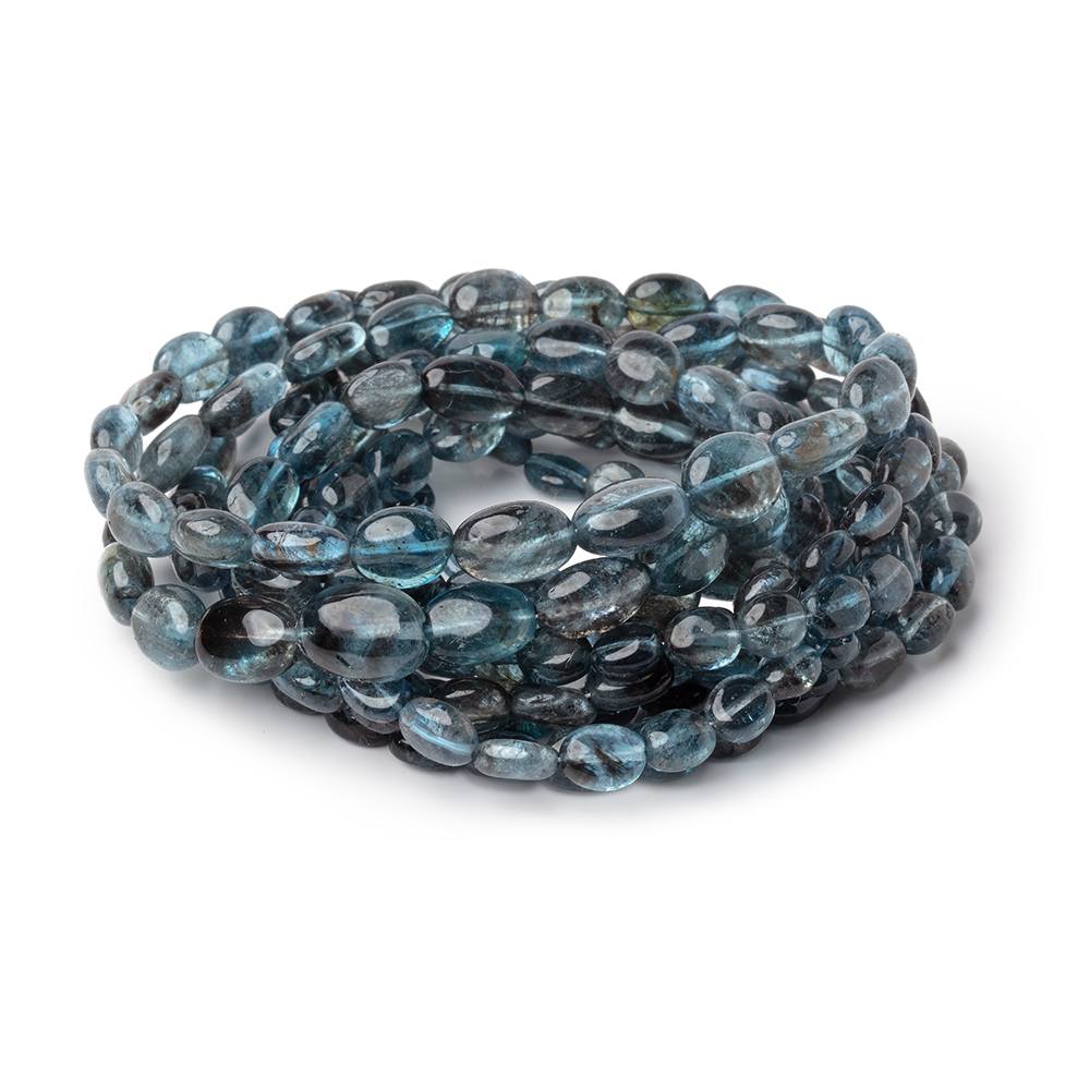 4.5-10mm Moss Aquamarine Plain Oval Beads 18 inch 68 pieces