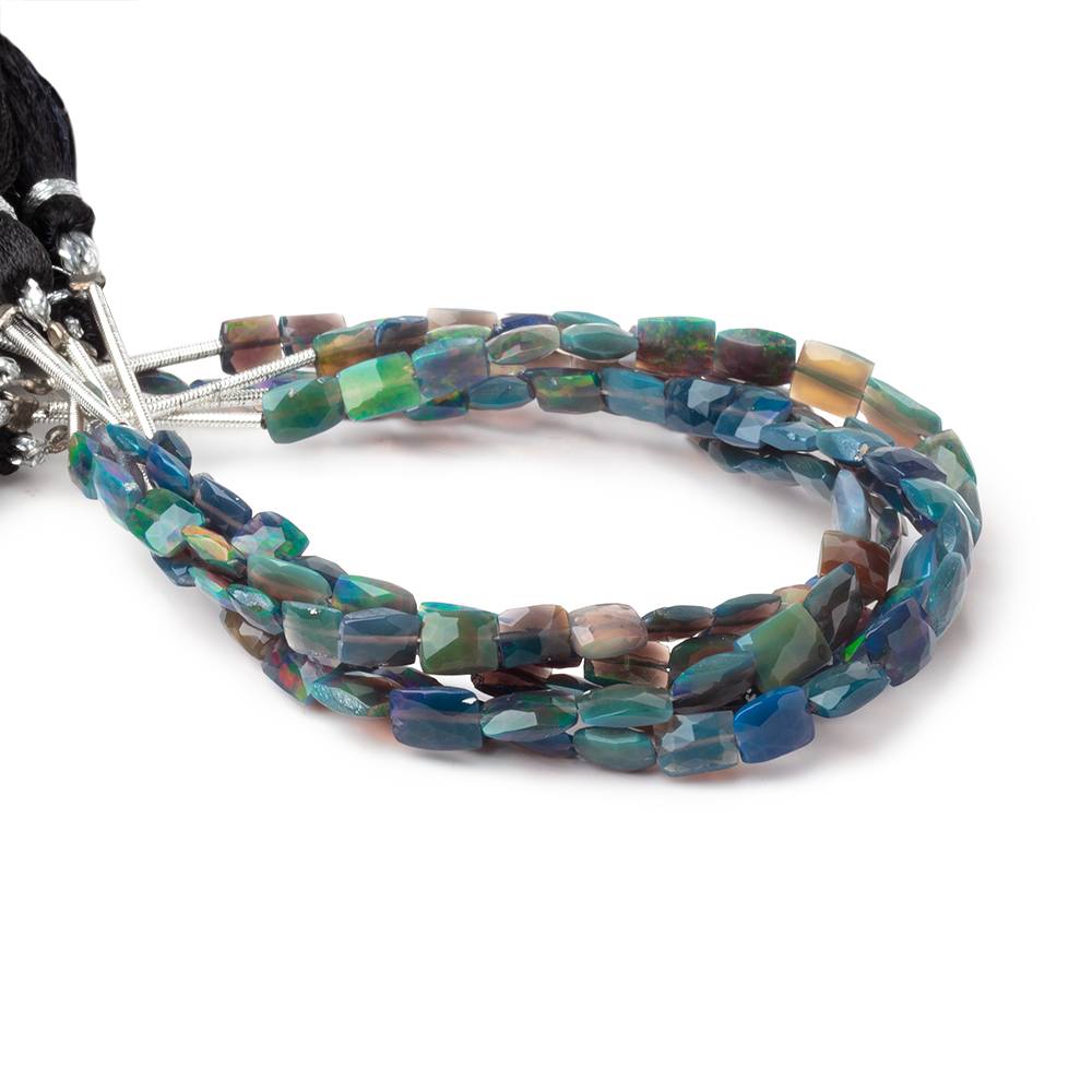 4.5-5.5mm Black Ethiopian Opal Faceted Rectangle 6 inch 22 Beads AA