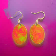 Load image into Gallery viewer, Yellow Orange Marble Mini Oval Lures of Love Earrings
