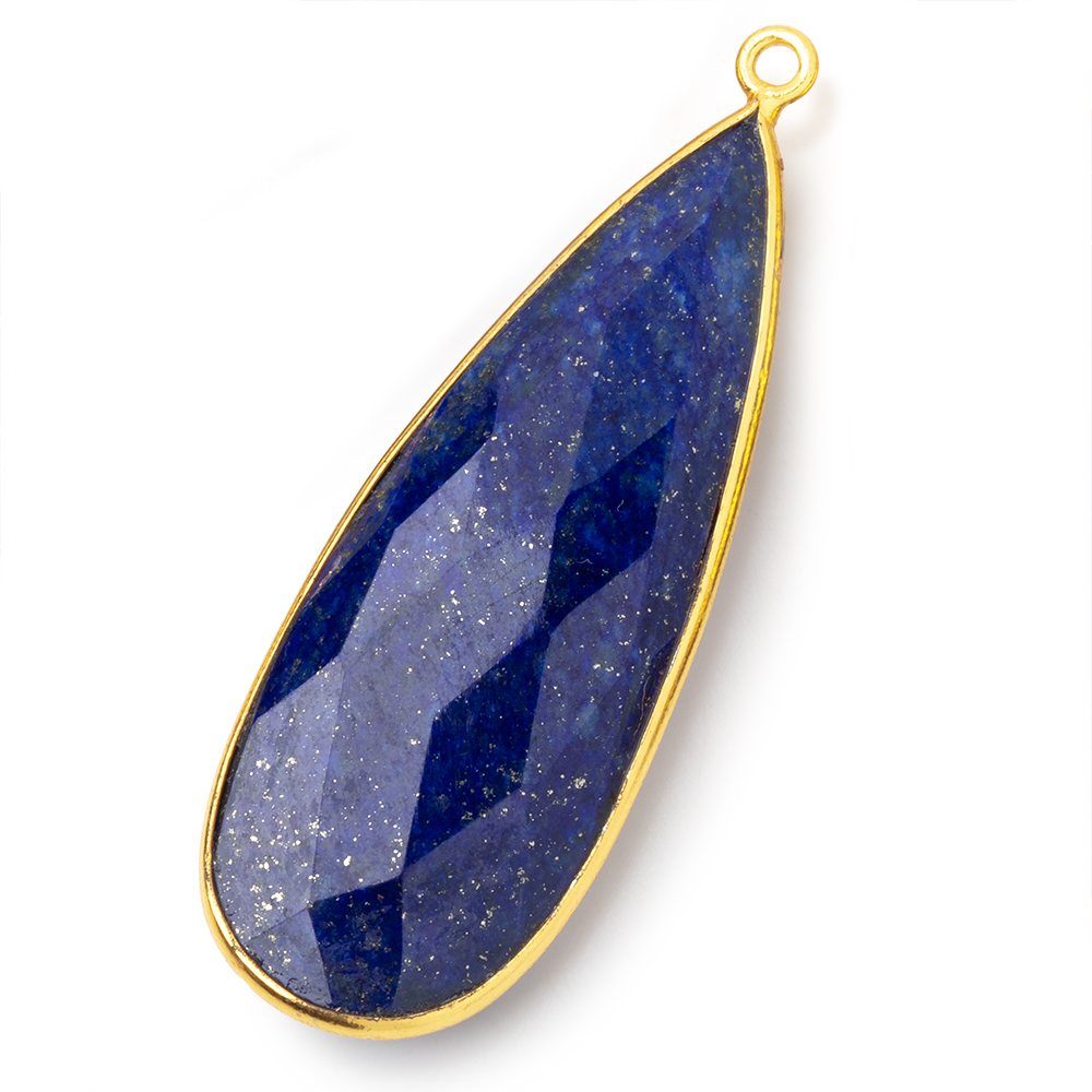 46x17mm Vermeil Bezel Lapis Lazuli Faceted Pear Pendant 1 piece