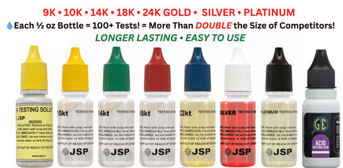 Gold Silver Platinum Testing Kit - Test 9K 10K 12K 14k 18K 22K 999 925 Sterling