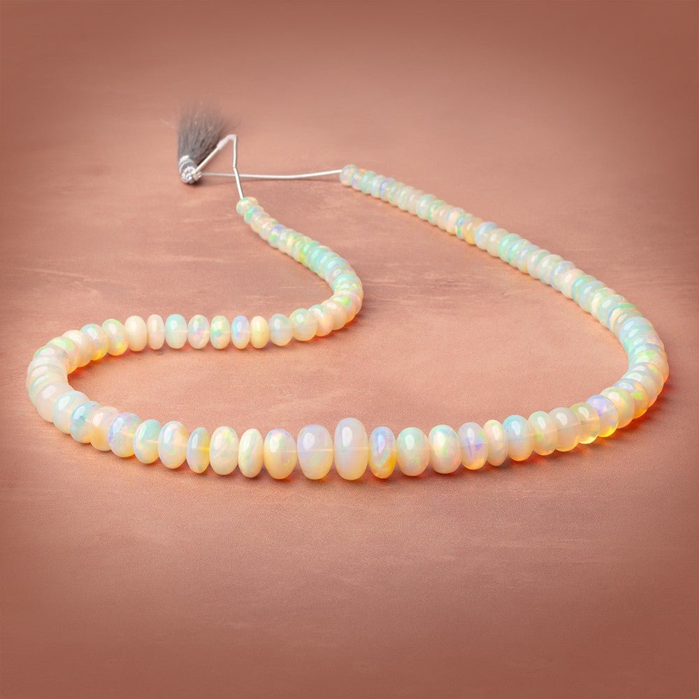 6-14mm Ethiopian Opal Plain Rondelle 20 inch 96 Beads AAA