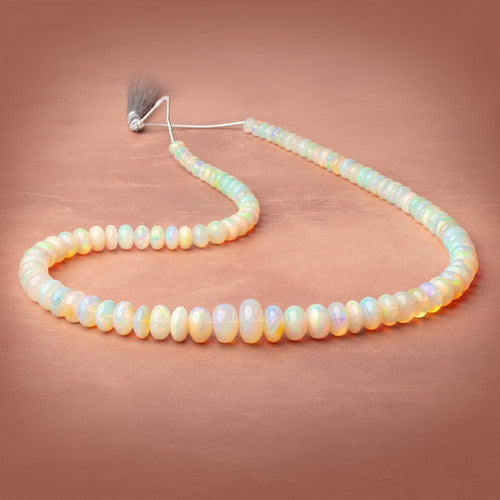 6-14mm Ethiopian Opal Plain Rondelle 20 inch 96 Beads AAA