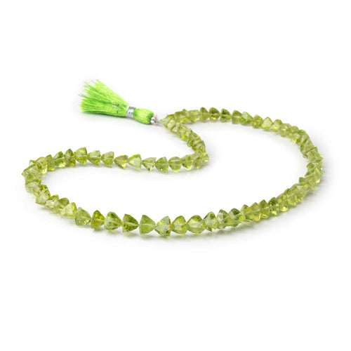 5.5-6mm Peridot Faceted Trillion Beads 16 inch 75 pieces AA