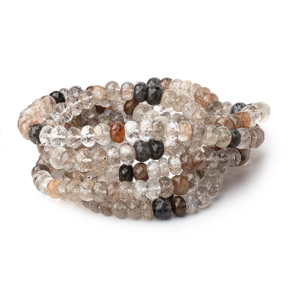 7-9mm Rutilated Quartz Faceted Rondelle Beads 18 inch 78 pieces