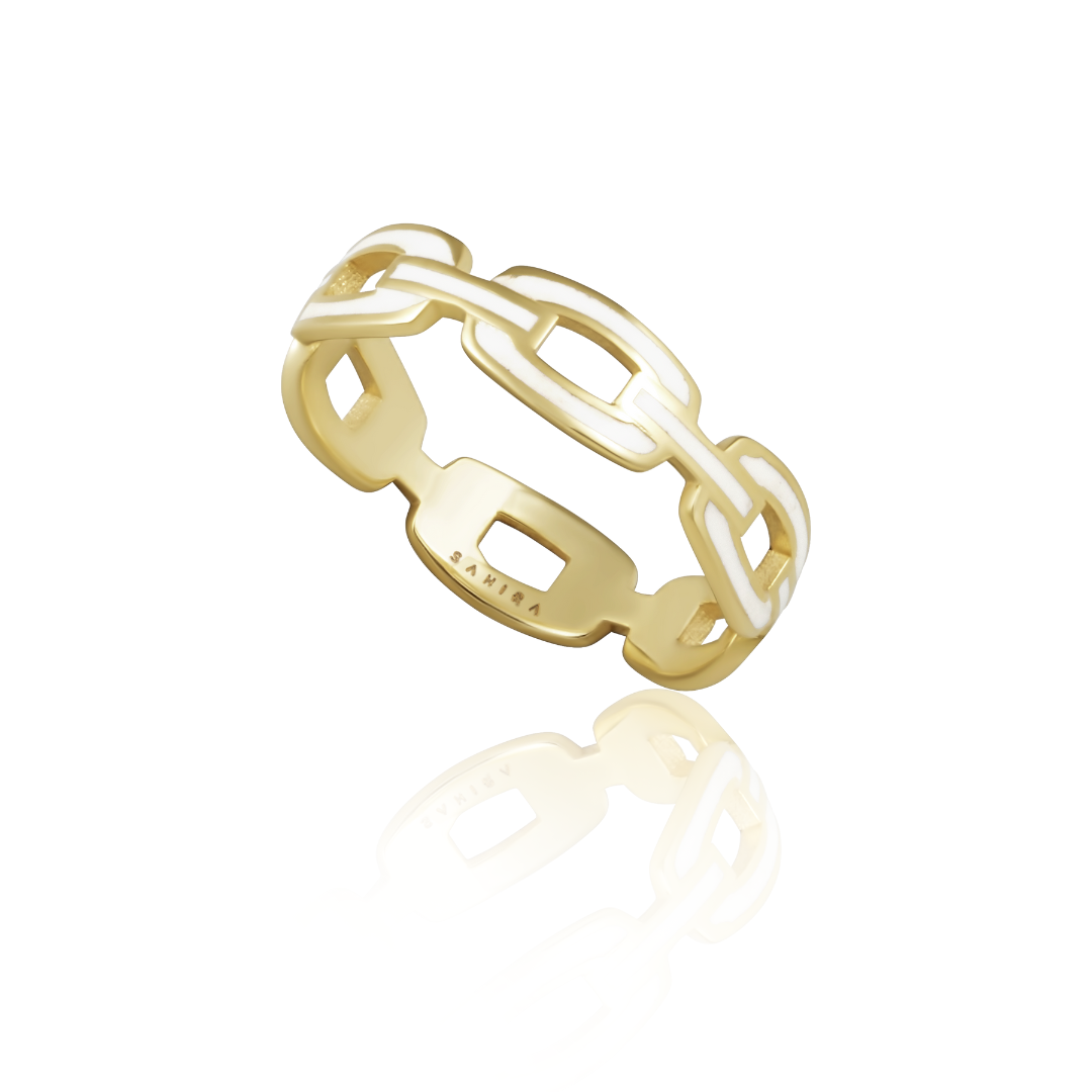 Enamel Link Ring- White