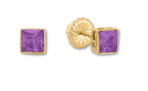 Princess Cut Stud Earrings – 6mm & 8mm | 18k Gold or White Gold Finish