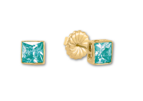Princess Cut Stud Earrings – 6mm & 8mm | 18k Gold or White Gold Finish