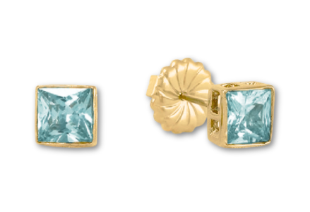 Princess Cut Stud Earrings – 6mm & 8mm | 18k Gold or White Gold Finish