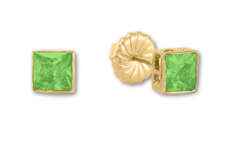 Princess Cut Stud Earrings – 6mm & 8mm | 18k Gold or White Gold Finish