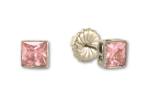 Princess Cut Stud Earrings – 6mm & 8mm | 18k Gold or White Gold Finish