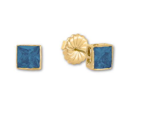 Princess Cut Stud Earrings – 6mm & 8mm | 18k Gold or White Gold Finish