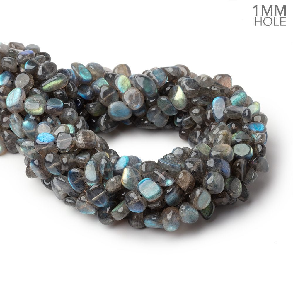 8x5-10x8mm Labradorite Plain Nugget 16 inch 63 Beads 1mm Hole