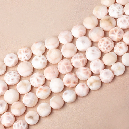9-11mm Natrolite Plain Coin Beads 7.5 inch 16 pieces
